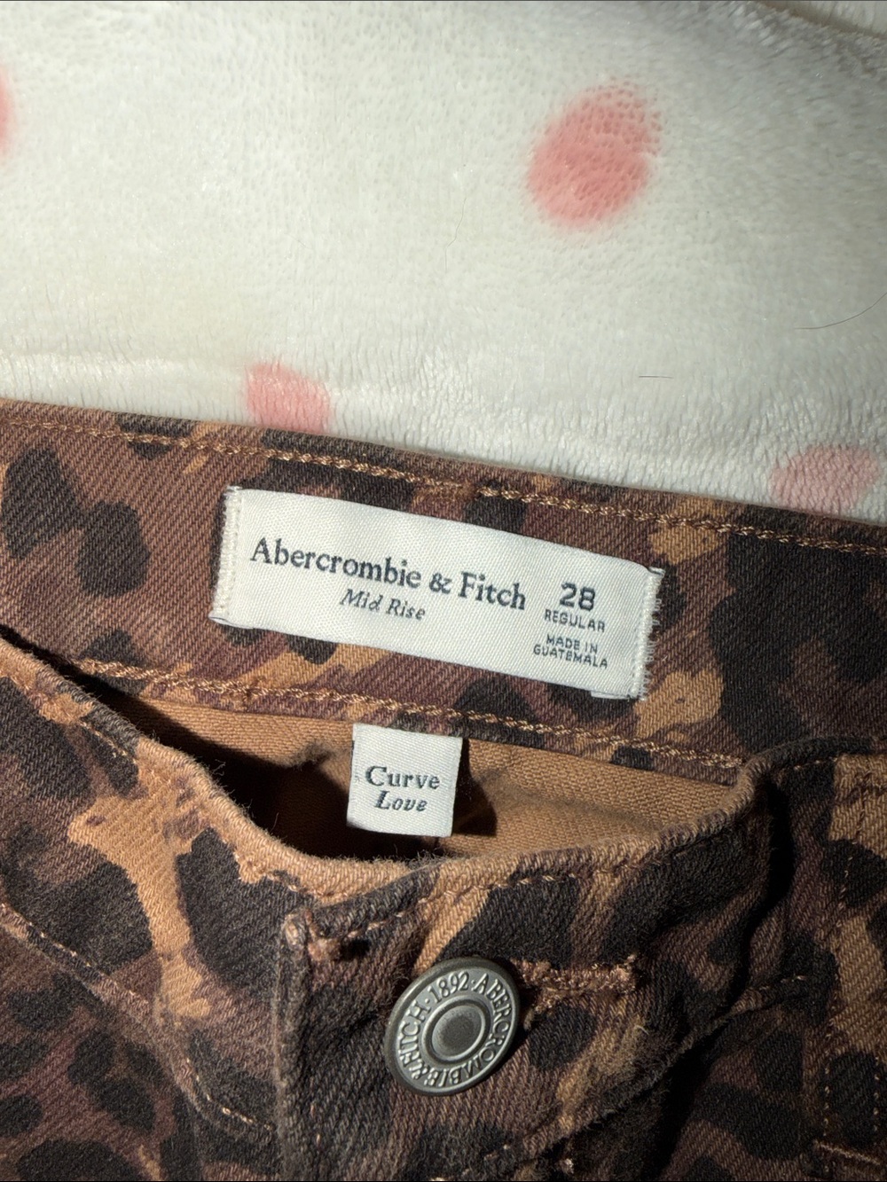 Abercrombie & Fitch Leopard Print Wide Leg Jeans - Brown and Black - Picture 3 of 4